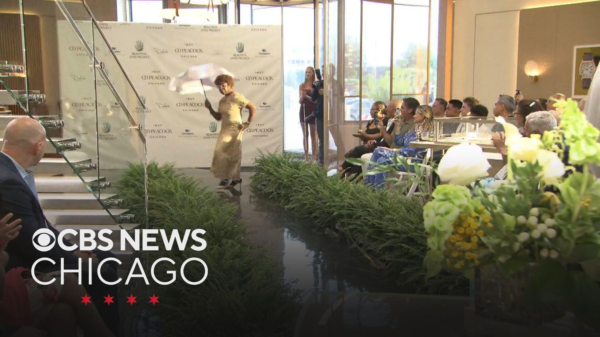 Blind models walk Oak Brook runway celebrating fashion, feeling