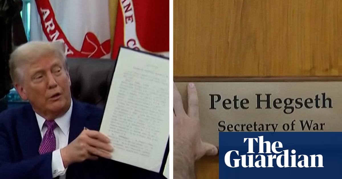 Trump rebrands the Pentagon as Department of War – video