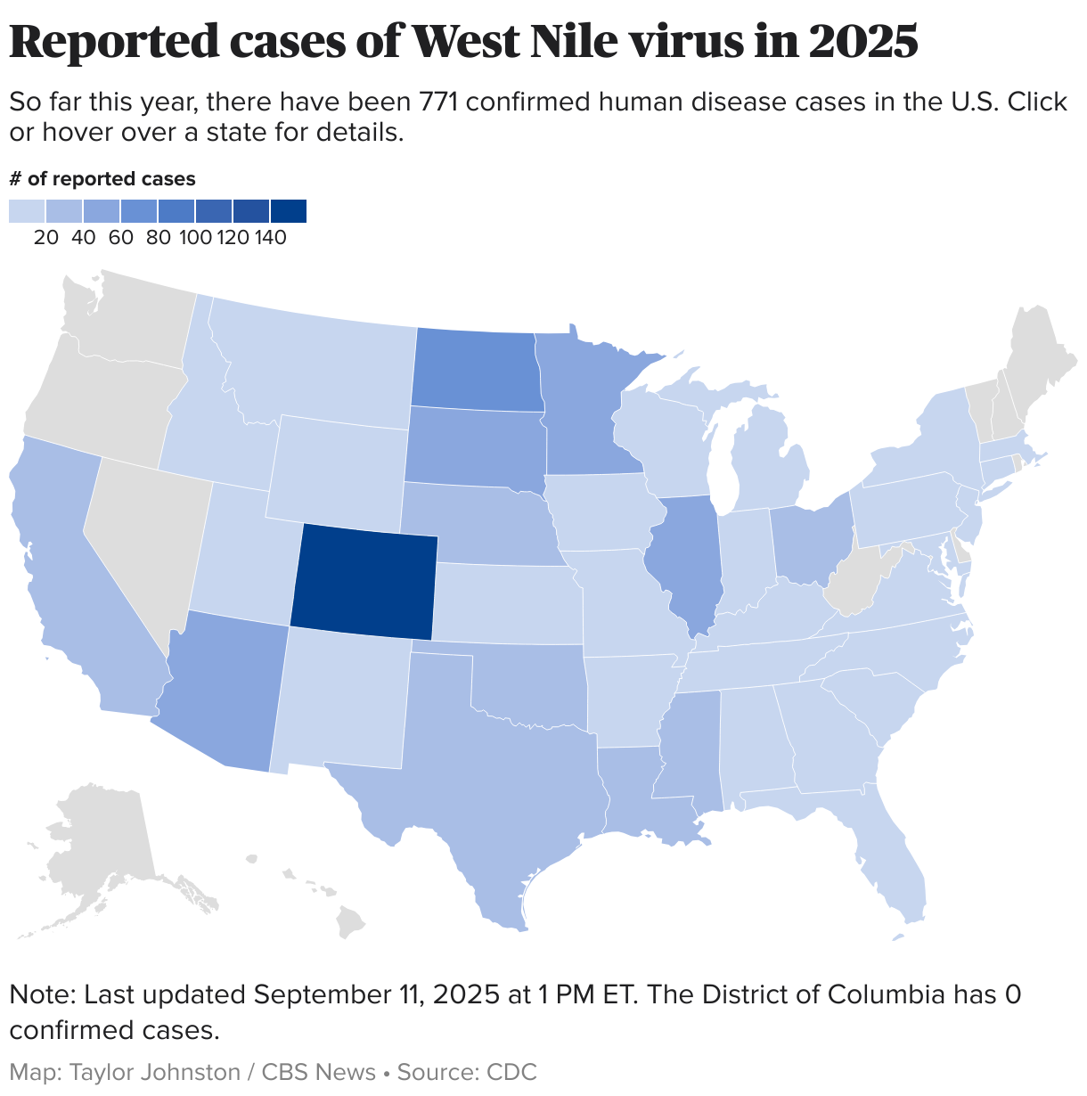 Map shows West Nile virus cases as officials warn season isn't over