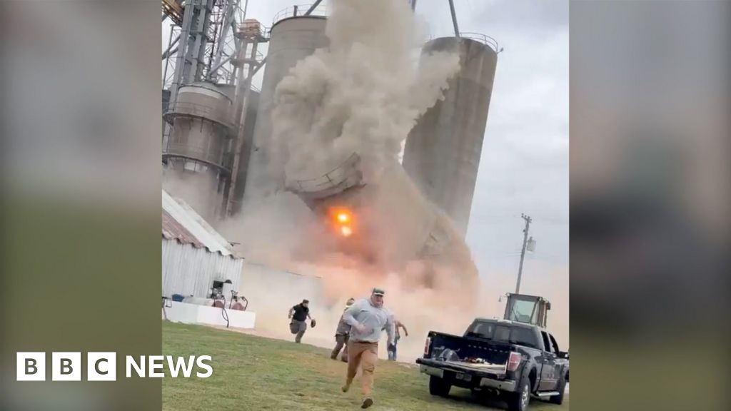 Watch: Moment grain silo collapses in Illinois
