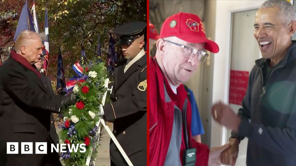 Watch: Trump and Obama honour US troops for Veterans Day
