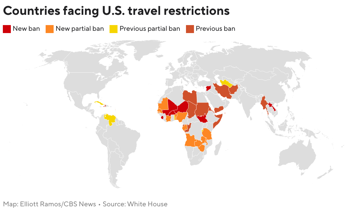 Trump doubles number of countries facing travel bans or restrictions