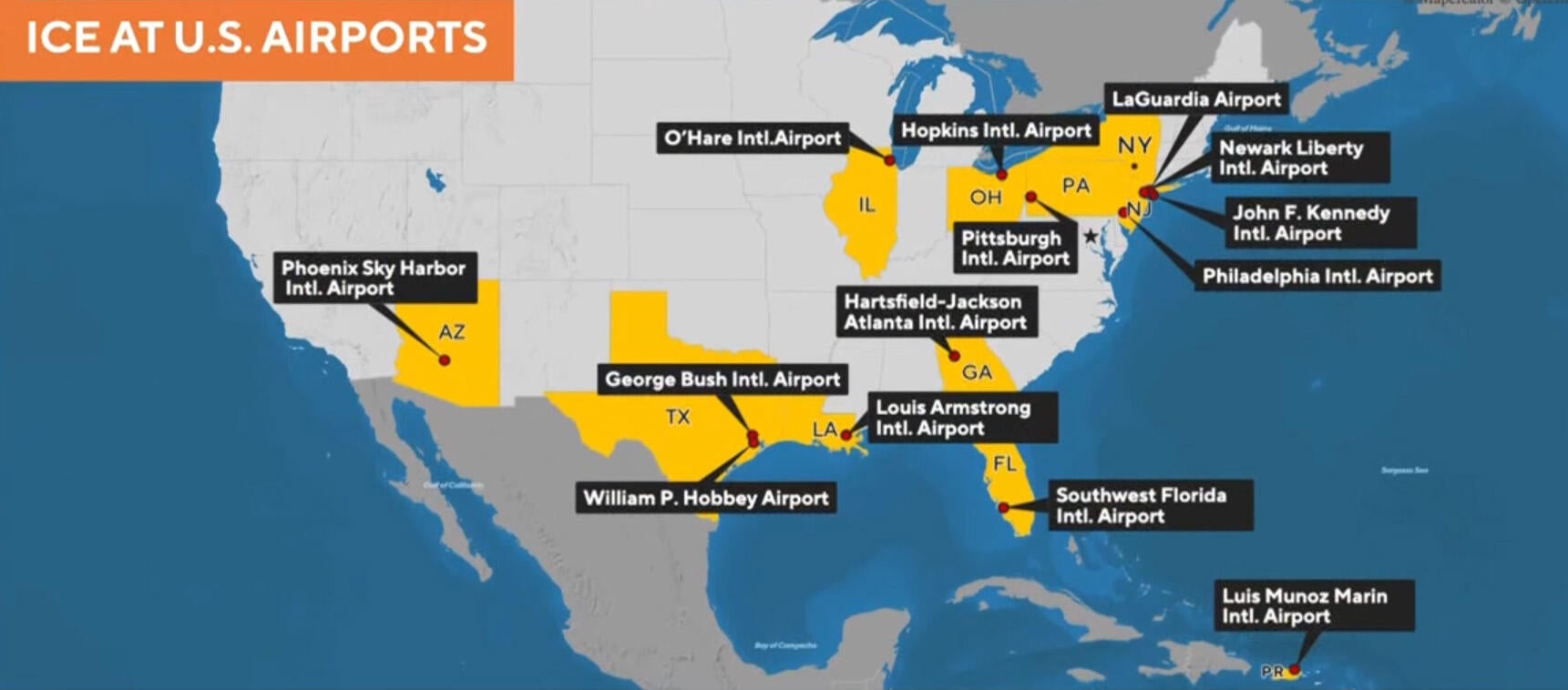 TSA wait times up to 6 hours as ICE, other agents deployed to 14 airports